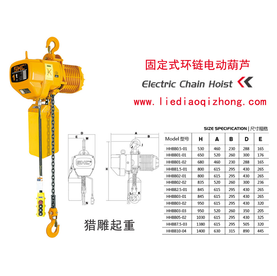 环链电动葫芦型号价格表